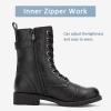imageVepose Womens 928 Combat Boots Low Heel Mid Calf Military Boots with Card Knife Wallet PocketBuckle Combat928black Pu
