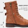 imageVepose Womens 928 Combat Boots Low Heel Mid Calf Military Boots with Card Knife Wallet PocketHigh Combat929brown