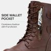 imageVepose Womens 928 Combat Boots Low Heel Mid Calf Military Boots with Card Knife Wallet PocketHigh Combat929cognac
