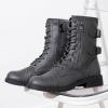 imageVepose Womens 928 Combat Boots Low Heel Mid Calf Military Boots with Card Knife Wallet PocketHigh Combat929grey