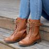imageVepose Womens 928 Combat Boots Low Heel Mid Calf Military Boots with Card Knife Wallet PocketMilitary928brown