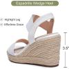 imageVepose Womens Wedge Sandals Platform Espadrilles Sandals Elasitc Ankle Strap Open Toe 881 Sandals with 35quot Inchs High Heel Summer ShoesAsandals881white