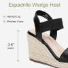 imageVepose Womens Wedge Sandals Platform Espadrilles Sandals Elasitc Ankle Strap Open Toe 881 Sandals with 35quot Inchs High Heel Summer ShoesWedge881blackpu