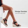 imageVepose Womens Wedge Sandals Platform Espadrilles Sandals Elasitc Ankle Strap Open Toe 881 Sandals with 35quot Inchs High Heel Summer ShoesWedge881blackpu