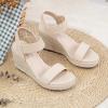 imageVepose Womens Wedge Sandals Platform Espadrilles Sandals Elasitc Ankle Strap Open Toe 881 Sandals with 35quot Inchs High Heel Summer ShoesWedge881nudepu