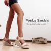 imageVepose Womens Wedge Sandals Platform Espadrilles Sandals Elasitc Ankle Strap Open Toe 881 Sandals with 35quot Inchs High Heel Summer ShoesWedge881nudepu