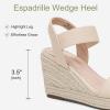 imageVepose Womens Wedge Sandals Platform Espadrilles Sandals Elasitc Ankle Strap Open Toe 881 Sandals with 35quot Inchs High Heel Summer ShoesWedge881nudepu