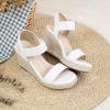 imageVepose Womens Wedge Sandals Platform Espadrilles Sandals Elasitc Ankle Strap Open Toe 881 Sandals with 35quot Inchs High Heel Summer ShoesWedge881whitepu