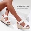 imageVepose Womens Wedge Sandals Platform Espadrilles Sandals Elasitc Ankle Strap Open Toe 881 Sandals with 35quot Inchs High Heel Summer ShoesWedge881whitepu
