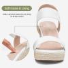 imageVepose Womens Wedge Sandals Platform Espadrilles Sandals Elasitc Ankle Strap Open Toe 881 Sandals with 35quot Inchs High Heel Summer ShoesWedge881whitepu