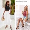 imageVepose Womens Wedge Sandals Platform Espadrilles Sandals Elasitc Ankle Strap Open Toe 881 Sandals with 35quot Inchs High Heel Summer ShoesWedge881whitepu