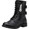 imageVepose Womens 928 Combat Boots Low Heel Mid Calf Military Boots with Card Knife Wallet PocketAhigh Combat929black