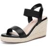 imageVepose Womens Wedge Sandals Platform Espadrilles Sandals Elasitc Ankle Strap Open Toe 881 Sandals with 35quot Inchs High Heel Summer ShoesWedge881blackpu