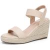 imageVepose Womens Wedge Sandals Platform Espadrilles Sandals Elasitc Ankle Strap Open Toe 881 Sandals with 35quot Inchs High Heel Summer ShoesWedge881nudepu
