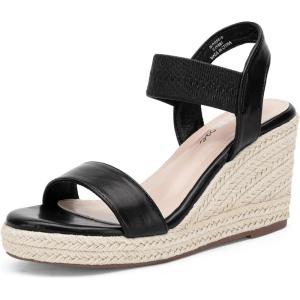 imageVepose Womens Wedge Sandals Platform Espadrilles Sandals Elasitc Ankle Strap Open Toe 881 Sandals with 35quot Inchs High Heel Summer ShoesWedge881blackpu