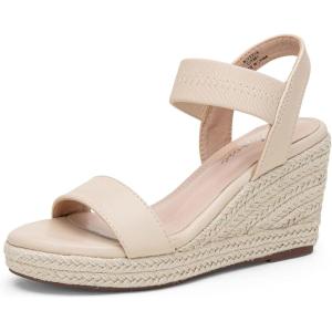 imageVepose Womens Wedge Sandals Platform Espadrilles Sandals Elasitc Ankle Strap Open Toe 881 Sandals with 35quot Inchs High Heel Summer ShoesWedge881nudepu
