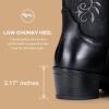 imageVepose Womens Cowboy Boots Embroidered Western MidCalf 9802 Cowgirl Boots Pointed Toe Pull on Boots with Chunky HeelClassic9802black