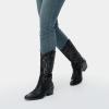 imageVepose Womens Cowboy Boots Embroidered Western MidCalf 9802 Cowgirl Boots Pointed Toe Pull on Boots with Chunky HeelClassic9802black