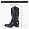 imageVepose Womens Cowboy Boots Embroidered Western MidCalf 9802 Cowgirl Boots Pointed Toe Pull on Boots with Chunky HeelRustic9802black Pu