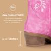 imageVepose Womens Cowboy Boots Embroidered Western MidCalf 9802 Cowgirl Boots Pointed Toe Pull on Boots with Chunky HeelStylish9802pink