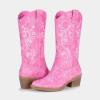 imageVepose Womens Cowboy Boots Embroidered Western MidCalf 9802 Cowgirl Boots Pointed Toe Pull on Boots with Chunky HeelStylish9802pink