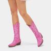 imageVepose Womens Cowboy Boots Embroidered Western MidCalf 9802 Cowgirl Boots Pointed Toe Pull on Boots with Chunky HeelStylish9802pink