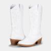 imageVepose Womens Cowboy Boots Embroidered Western MidCalf 9802 Cowgirl Boots Pointed Toe Pull on Boots with Chunky HeelTrendy9802white