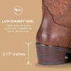 imageVepose Womens Cowboy Boots Embroidered Western MidCalf 9802 Cowgirl Boots Pointed Toe Pull on Boots with Chunky HeelVintage9802brown