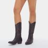 imageVepose Womens Cowboy Boots Embroidered Western MidCalf 9802 Cowgirl Boots Pointed Toe Pull on Boots with Chunky HeelWestern9802whisky