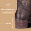 imageVepose Womens Cowboy Boots Embroidered Western MidCalf 9802 Cowgirl Boots Pointed Toe Pull on Boots with Chunky HeelWestern9802whisky