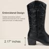 imageVepose Womens Cowboy Boots Western Cowgirl Round Toe Mid Calf Boots for WomenVintage Cowboy9801black