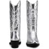 imageVepose Womens Cowboy Boots Western Cowgirl Round Toe Mid Calf Boots for WomenVintage Cowboy9801silver