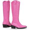 imageVepose Womens Tall Cowboy Boots Knee High Cowgirl Low Heel Comfy Boots for LadiesVintage Cowboy9810pink