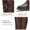 imageVepose Womens Tall Cowboy Boots Knee High Cowgirl Low Heel Comfy Boots for LadiesVintage Cowboy9810whisky