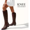 imageVepose Womens Tall Cowboy Boots Knee High Cowgirl Low Heel Comfy Boots for LadiesVintage Cowboy9810whisky
