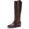 imageVepose Womens Tall Cowboy Boots Knee High Cowgirl Low Heel Comfy Boots for LadiesVintage Cowboy9810whisky