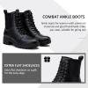 imageVepose Womens Ankle Boots Combat Lace up Booties with Inside ZipperChelsea Laces916black