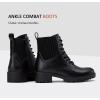imageVepose Womens Ankle Boots Combat Lace up Booties with Inside ZipperChelsea Laces916black