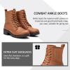 imageVepose Womens Ankle Boots Combat Lace up Booties with Inside ZipperChelsea Laces916brown