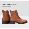 imageVepose Womens Ankle Boots Combat Lace up Booties with Inside ZipperChelsea Laces916brown