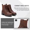 imageVepose Womens Ankle Boots Combat Lace up Booties with Inside ZipperChelsea Laces916cognac