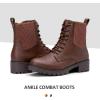 imageVepose Womens Ankle Boots Combat Lace up Booties with Inside ZipperChelsea Laces916cognac