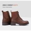 imageVepose Womens Ankle Boots Combat Lace up Booties with Inside ZipperChelsea Laces916cognac