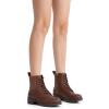 imageVepose Womens Ankle Boots Combat Lace up Booties with Inside ZipperChelsea Laces916cognac