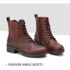 imageVepose Womens Ankle Boots Combat Lace up Booties with Inside ZipperChelsea Laces916cognac