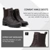 imageVepose Womens Ankle Boots Combat Lace up Booties with Inside ZipperChelsea Laces916dark Tan
