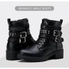 imageVepose Womens Ankle Boots Combat Lace up Booties with Inside ZipperMoto Boots919black