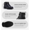 imageVepose Womens Ankle Boots Combat Lace up Booties with Inside ZipperMoto Boots919black