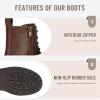imageVepose Womens Combat Ankle Boots Lace up Classic Short Low Heel Zipper 9623 BootiesCognacclassic Boots9623