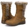 imageVepose Womens Winter Snow Boots Fur Mid Calf Warm Suede Fuzzy Shoes960 Brown